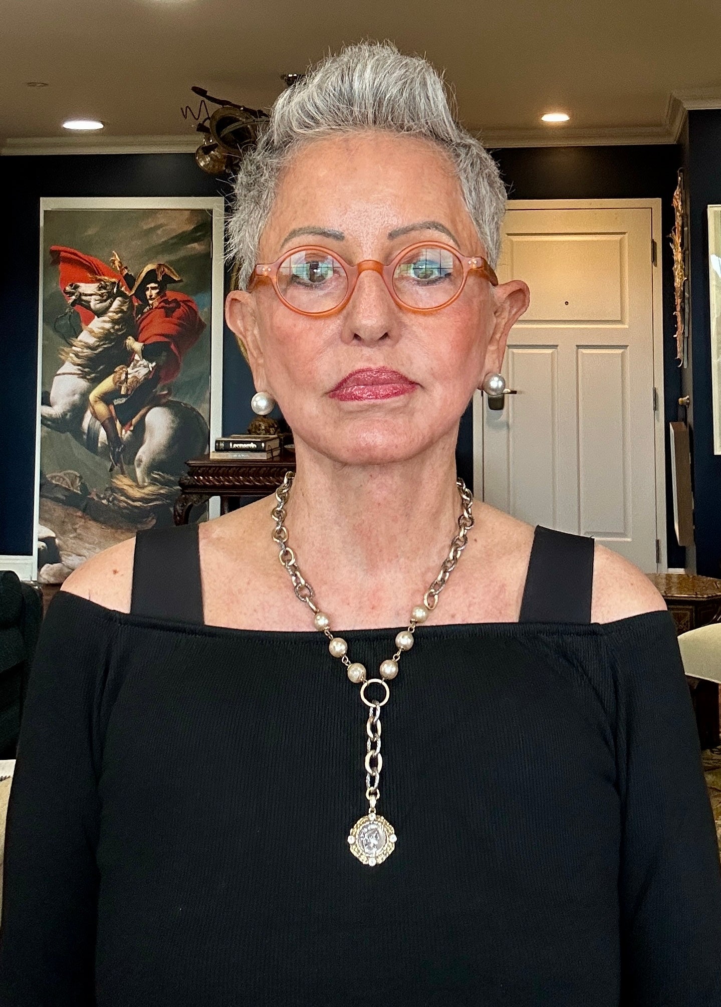 Vintage pearls and coin Y necklace from Paris