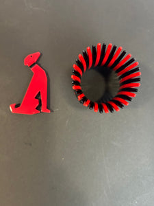 French Art Deco resin jewelry by Marion Godart black and red bracelet