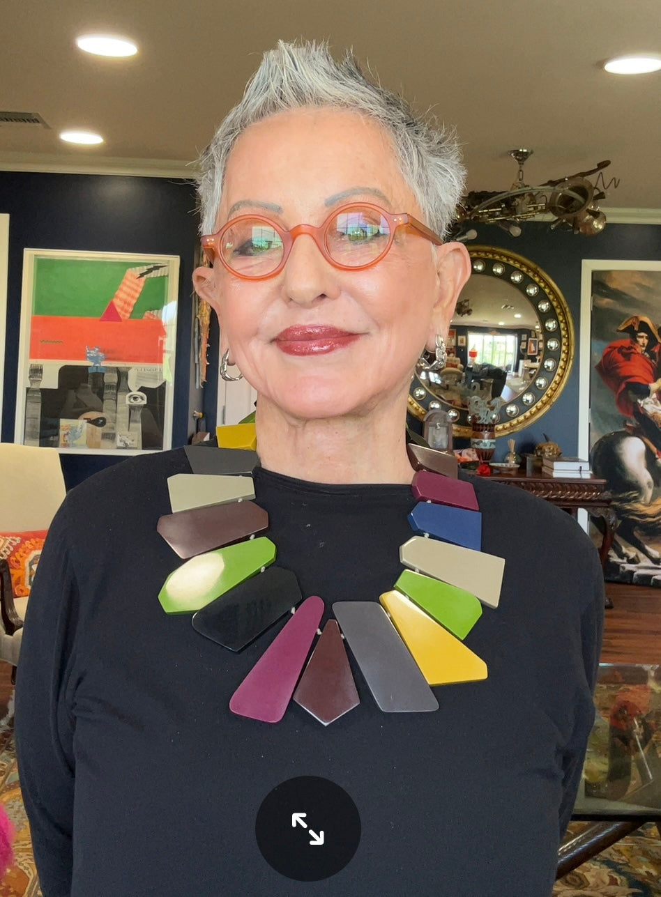 French Art Deco Multi colored geometric necklace