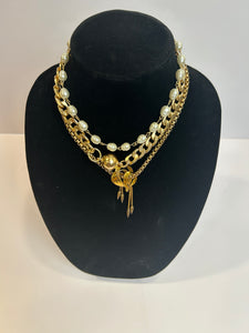 Vintage curb chain from Paris with pearls