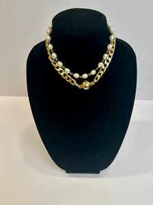 Vintage gold necklace with pearls from Paris